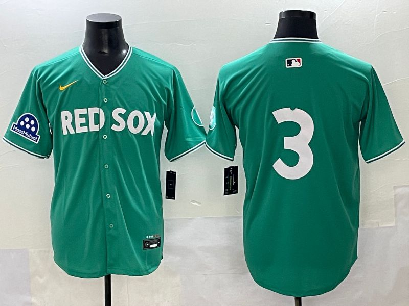 Men 2025 Boston Red Sox #3 No Name Green Joint Name Nike MLB Jersey style 5